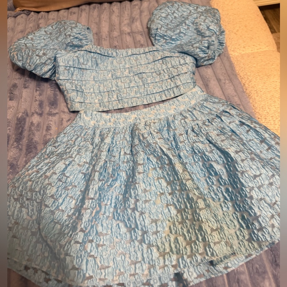 Buddy Love Sky Blue Skirt and crop top set